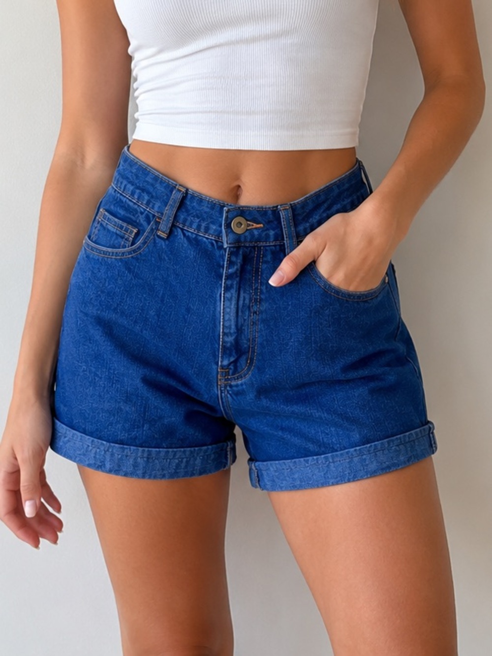 Brooklyn Industries Vintage High Rise Rolled Hem Denim Shorts Blue Size S